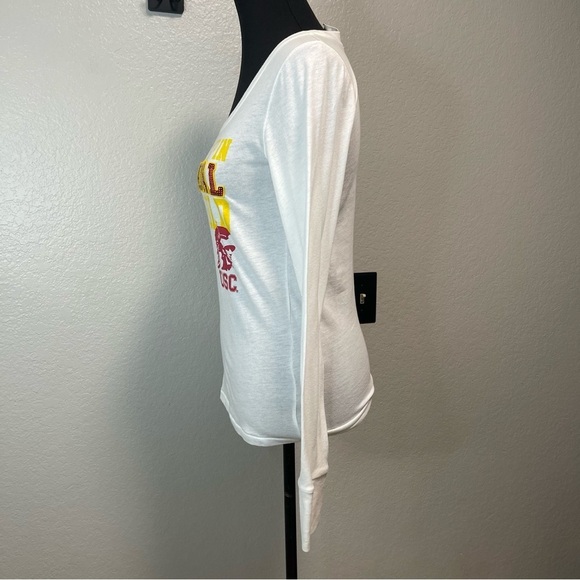 VS PINK Collegiate Collection w 5th & Ocean USC White Long Sleeve MEDIUM - Picture 5 of 8